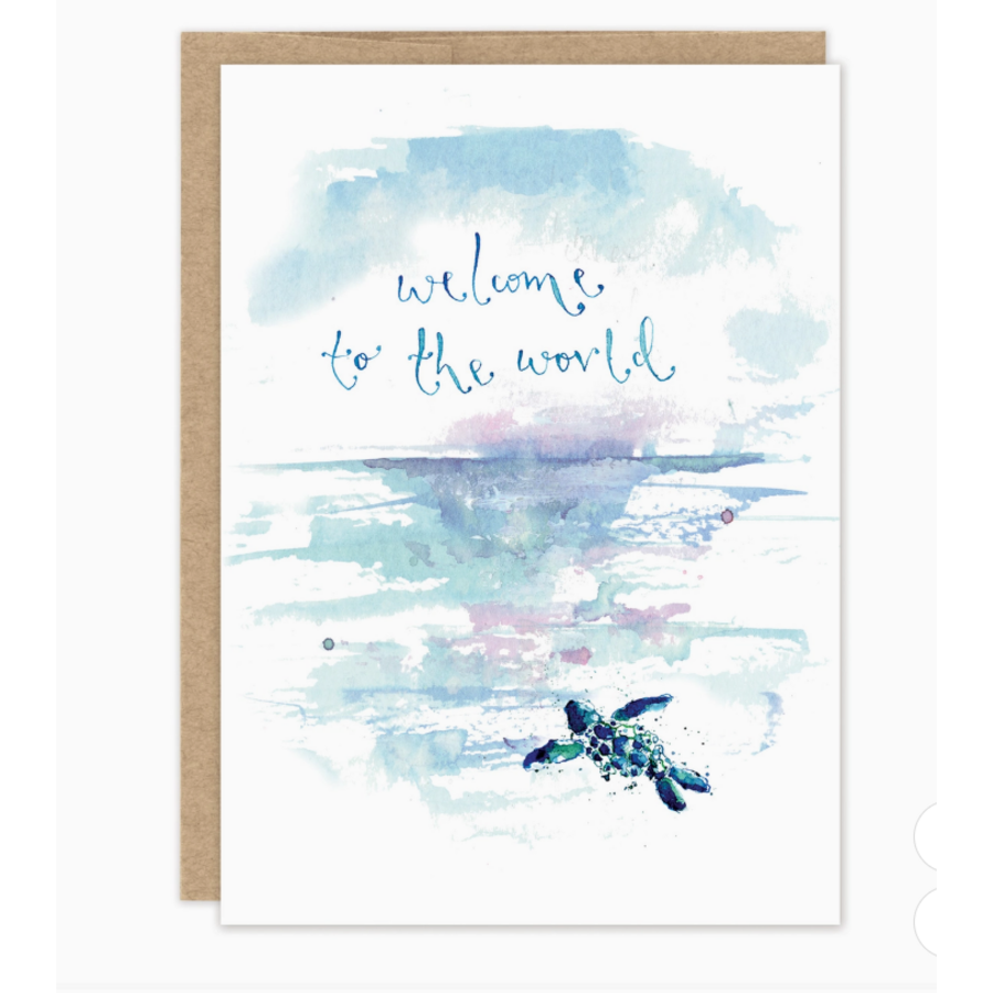 Turtle Welcome to the World Baby Card