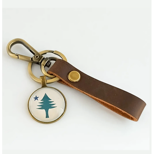  Piccadilly Pendants Maine 1901 Flag Leather Key Chain Fob 