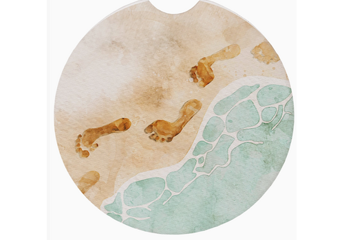  Sincere Surroundings Shoreside Footprints Car Coaster 