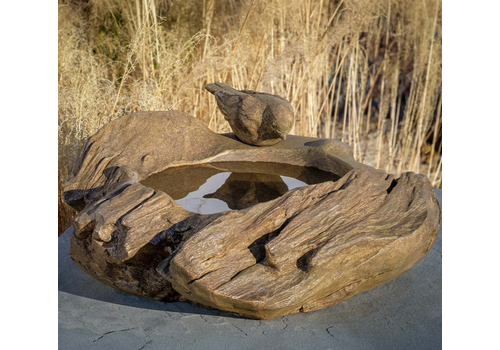  Campania International Driftwood Perch Cast Stone Birdbath 