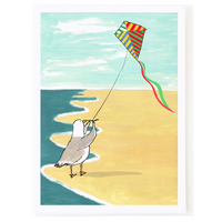 Seagull Flying Kite Card