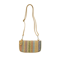 Woven Stripe Straw Mini Wristlet Cross Body