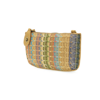 Woven Stripe Straw Mini Wristlet Cross Body