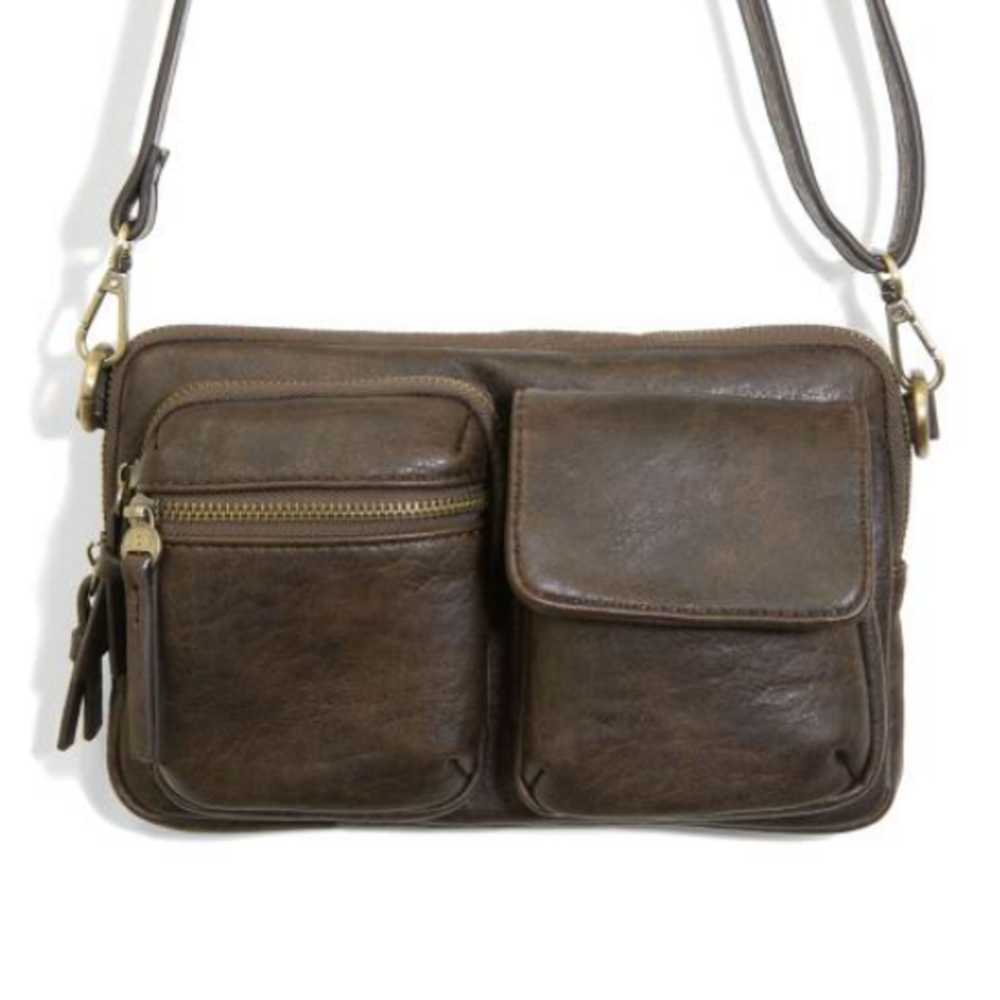 Vegan Leather Cargo Pocket Sling Crossbody