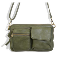 Vegan Leather Cargo Pocket Sling Crossbody