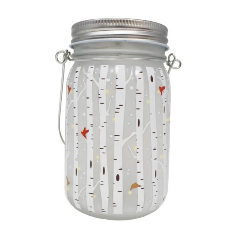 Birch Trees LED Mason Jar