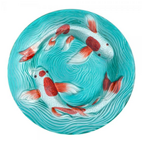 Koi Pond Glass Bird Bath