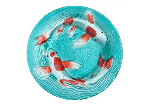  Koi Pond Glass Bird Bath 