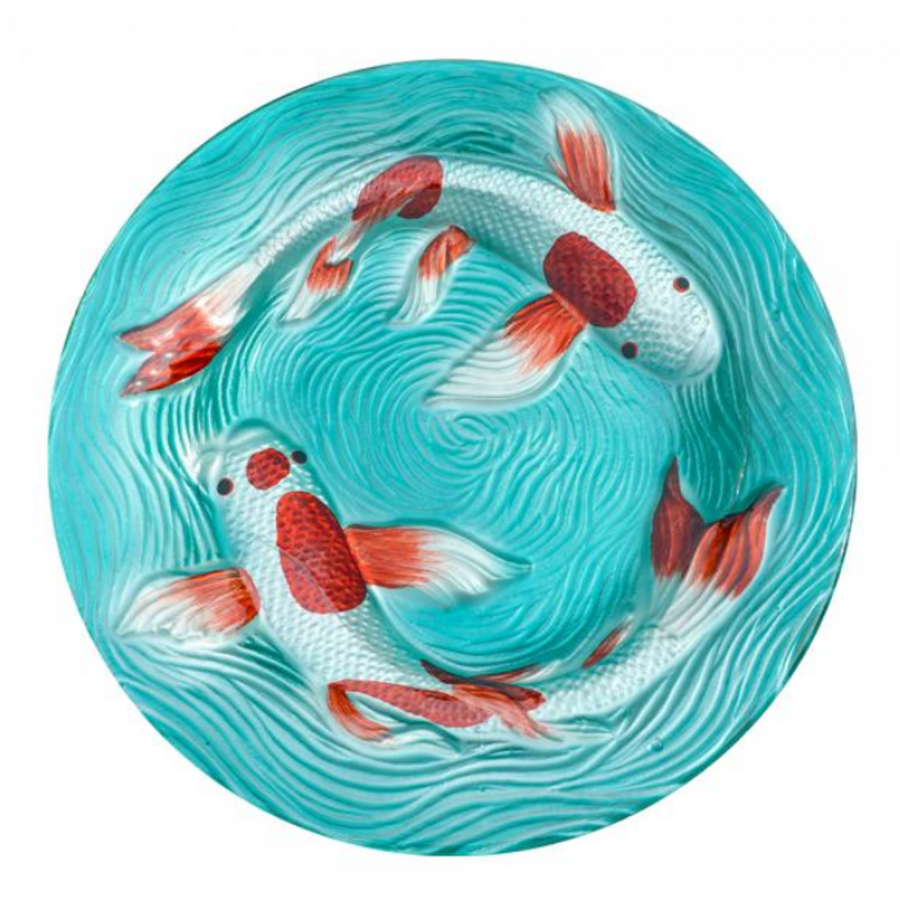 Koi Pond Glass Bird Bath