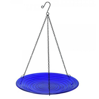 Cobalt Swirls Glass Hanging Bird Bath