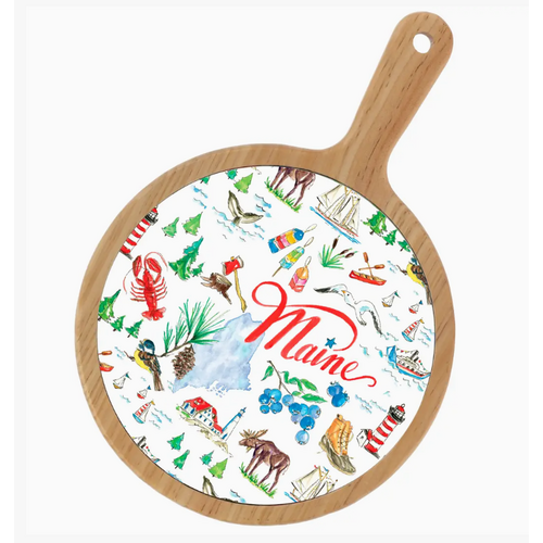  Boston International Maine State Collection Bamboo & Ceramic Cheese Board 
