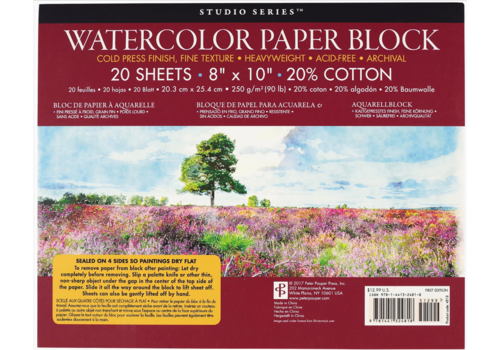  Peter Pauper Press Studio Series Watercolor Paper Block 8x10 