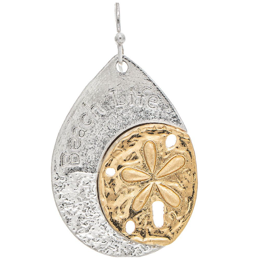 Beach Life Sand Dollar Teardrop Earrings