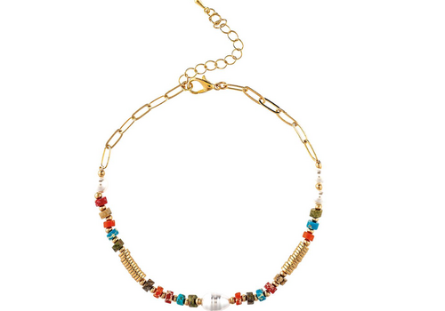  Rain Jewelry Collection Multi Disc Bead Chain Anklet 