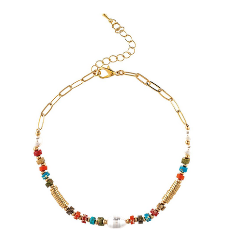  Rain Jewelry Collection Multi Disc Bead Chain Anklet 