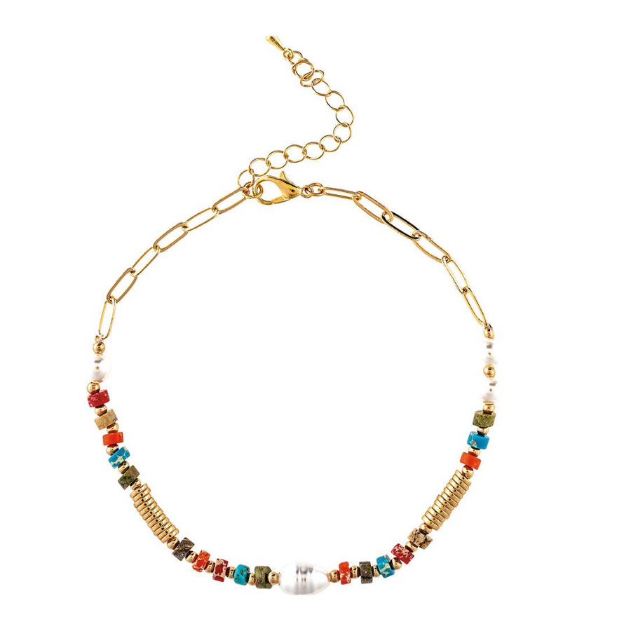 Multi Disc Bead Chain Anklet