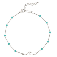 Blue Beads Wave Chain Anklet