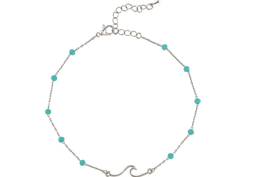  Rain Jewelry Collection Blue Beads Wave Chain Anklet 