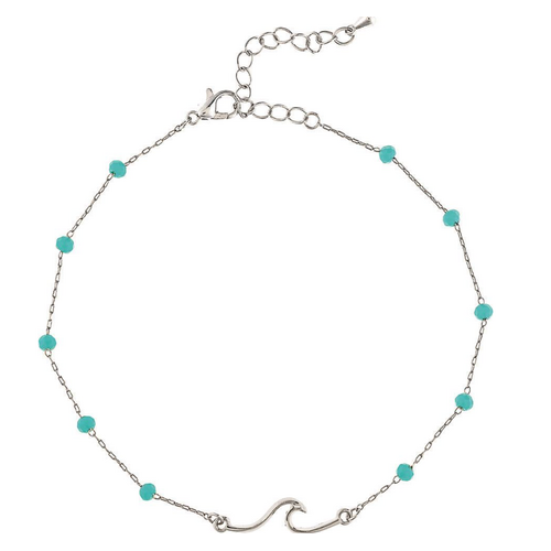  Rain Jewelry Collection Blue Beads Wave Chain Anklet 