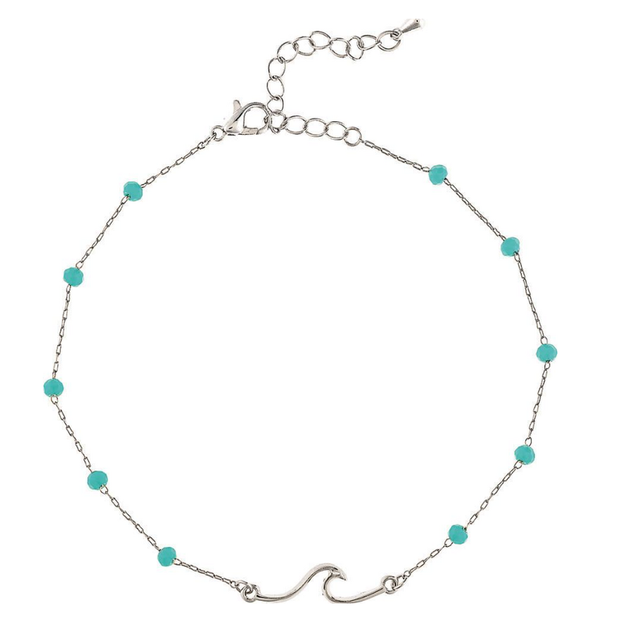 Blue Beads Wave Chain Anklet