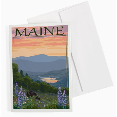  Lantern Press Bear & Cubs Maine Notecard 
