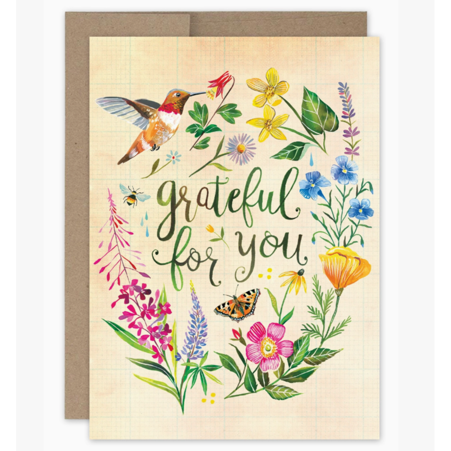 Grateful Hummingbird Thank You Card