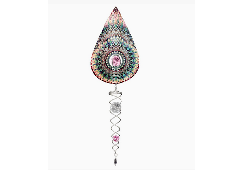 Spinfinity Designs Crystal Rose Teardrop Mini Set Wind Spinner 