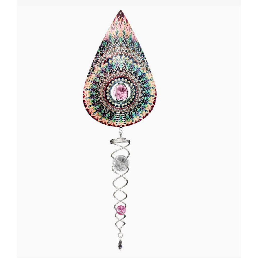 Crystal Rose Teardrop Mini Set Wind Spinner