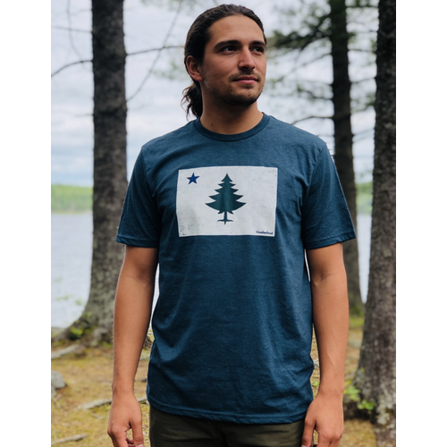  Maine Souvenirs Vintage 1901 Maine Flag Tee Forest Green 