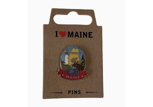  Maine Souvenirs Maine Moose Lighthouse Pin 