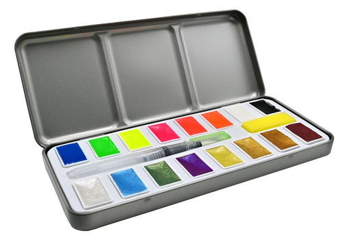  Peter Pauper Press Metallic & Neon Watercolor Paint Set (18 Colors) 