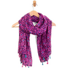 Joy Accessories Fuchsia Vibrant Blooms Tassel Scarf