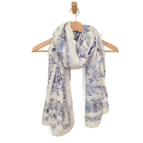  Joy Accessories Birds & Flowers Scarf Blue 