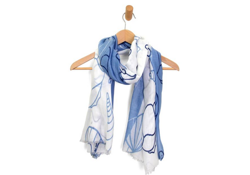  Joy Accessories Shells & Starfish Scarf Blue 