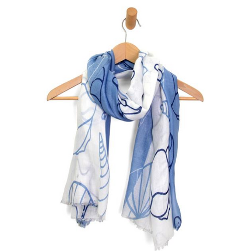  Joy Accessories Shells & Starfish Scarf Blue 