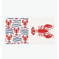 Lobster Waves Reusable Cloth Set of 2