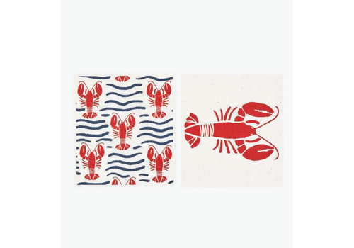  Rockflowerpaper Lobster Waves Reusable Cloth Set of 2 