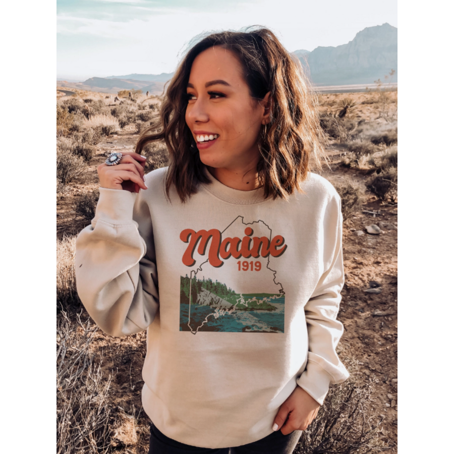 Nature Maine Sweatshirt Sand