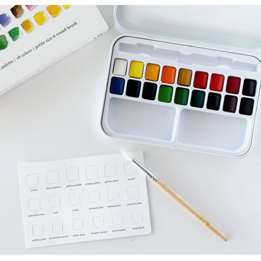 emily lex Watercolor Paint Set 18 Colors w/ Brush