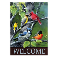 Songbirds on Birch Branches Garden Flag