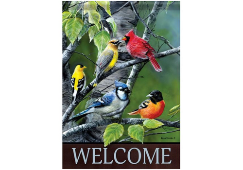  Songbirds on Birch Branches Garden Flag 
