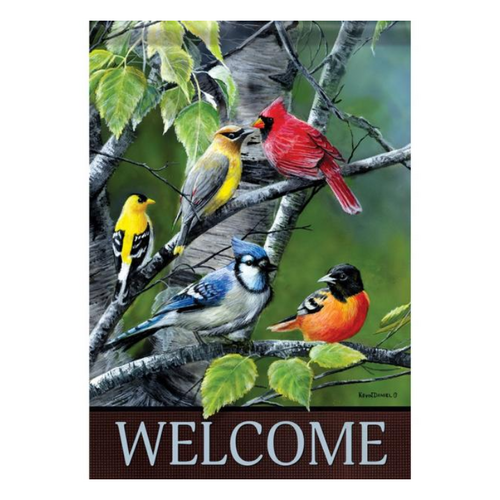  Songbirds on Birch Branches Garden Flag 