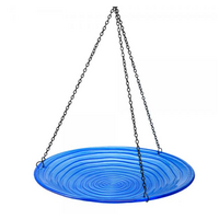 Blue Swirls Glass Hanging Bird Bath