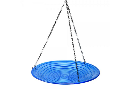  Blue Swirls Glass Hanging Bird Bath 