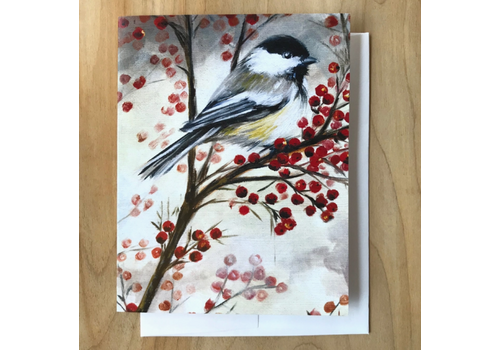  Art by Alyssa Very Berry Chickadee Card 
