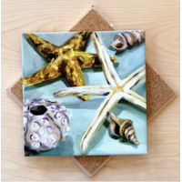 Shells On Seaglass Trivet