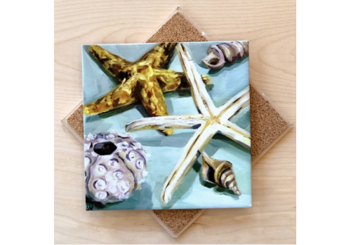  Art by Alyssa Shells On Seaglass Trivet 