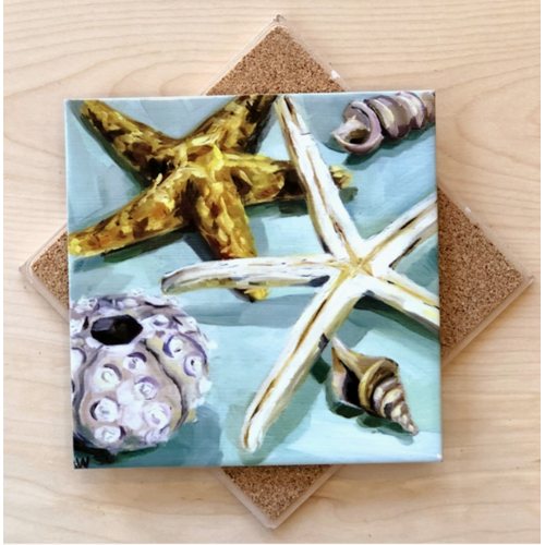  Art by Alyssa Shells On Seaglass Trivet 