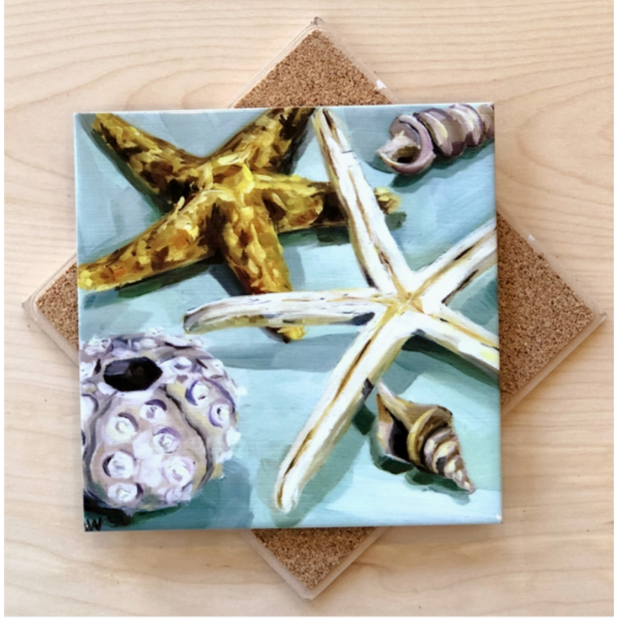 Shells On Seaglass Trivet