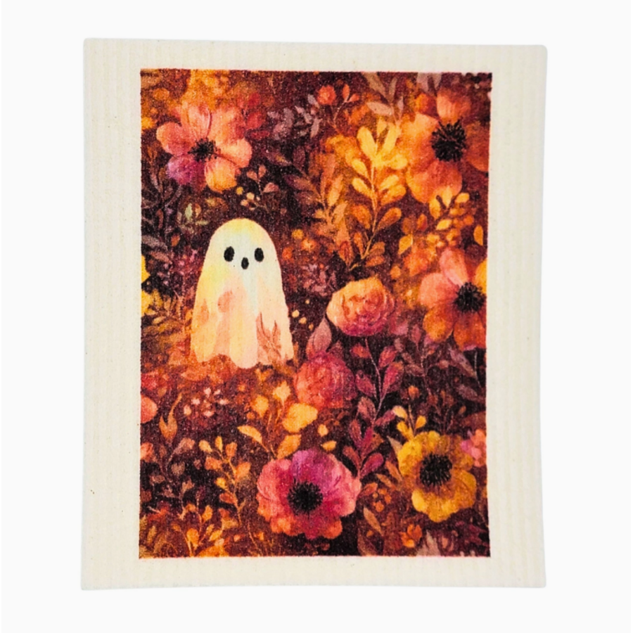 Spooky Flower Garden Swedish Dishcloth